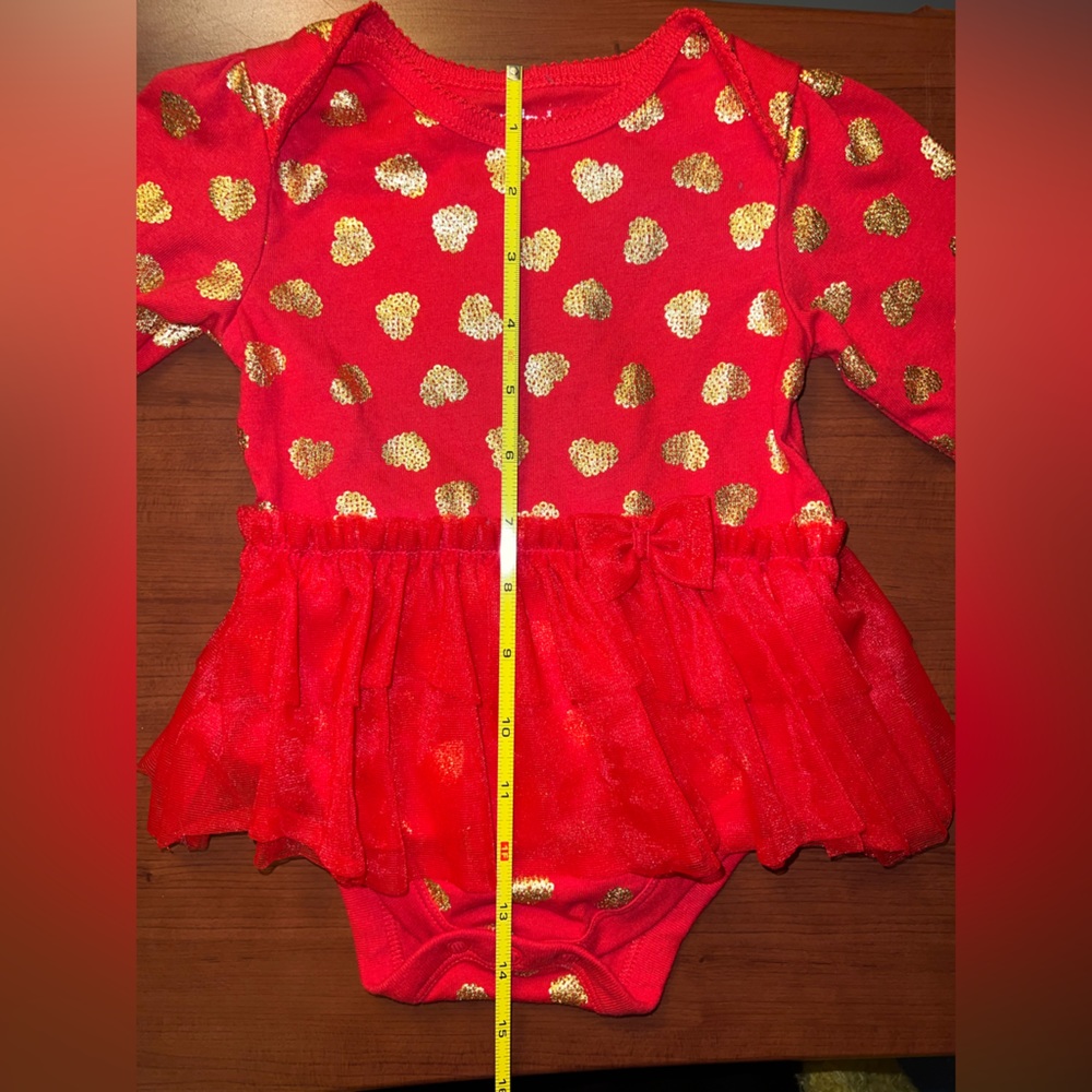 Garanimals baby girl onesie one piece tutu red hearts 6 9 months LN holiday - Picture 5 of 6